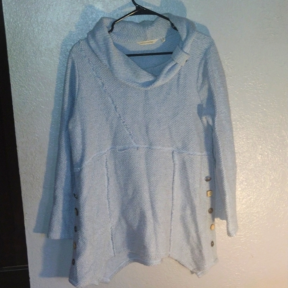 Light Blue Soft Surroundings Oversized Sweater with Button Detail M